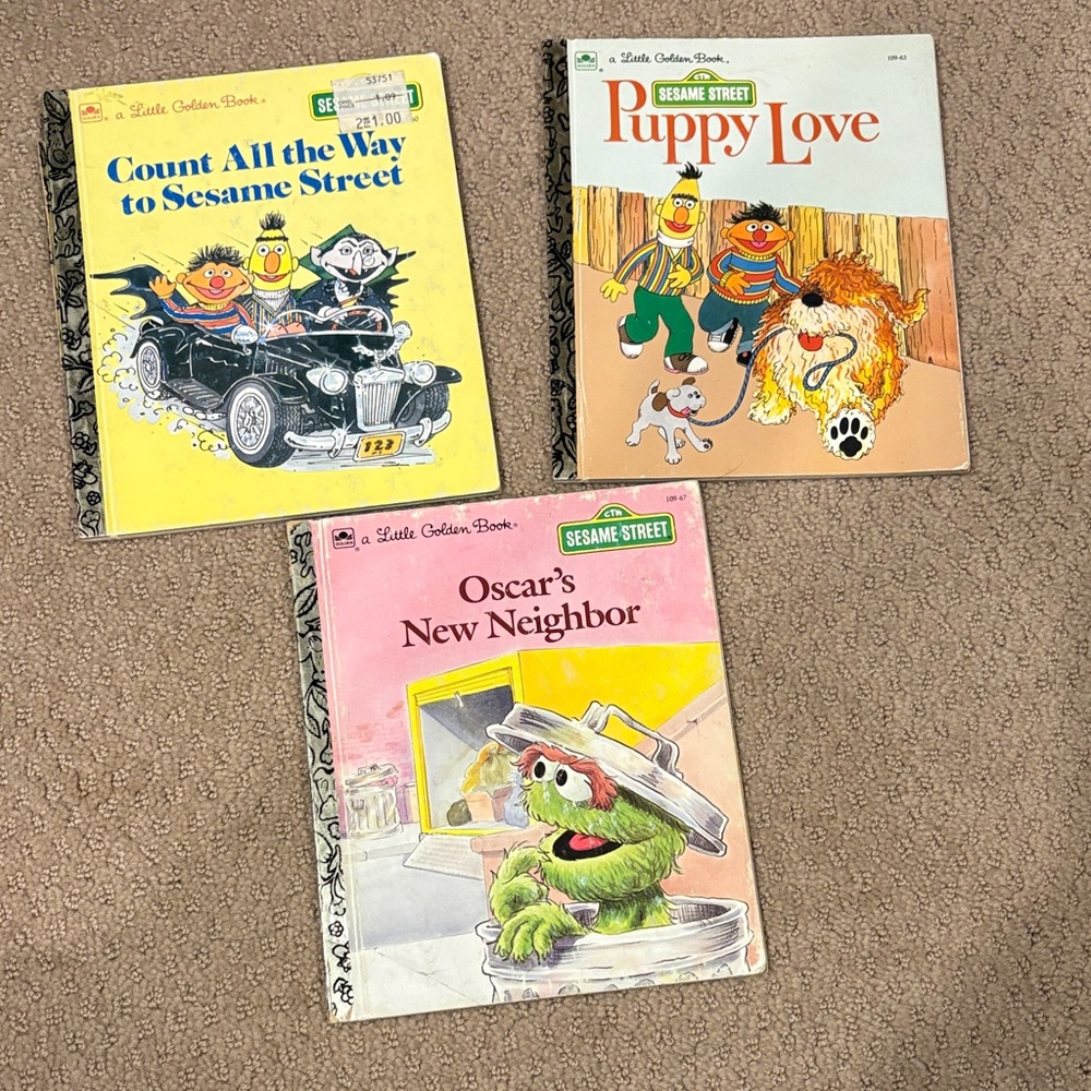 Little Golden Books Sesame Street Collection - Yellow, Brown, and Pink Covers
